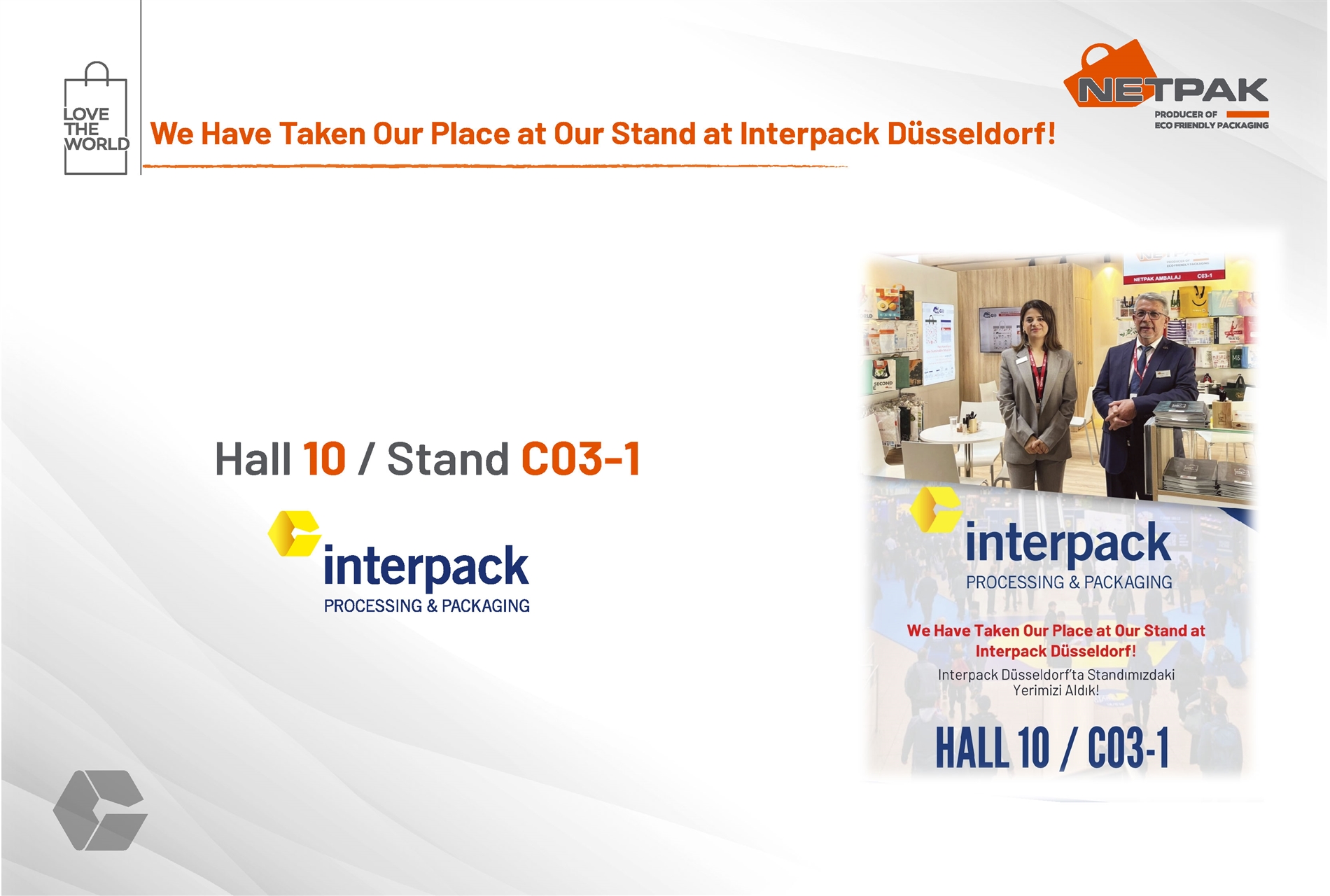 We Have Taken Our Place at Our Stand at Interpack Düsseldorf!