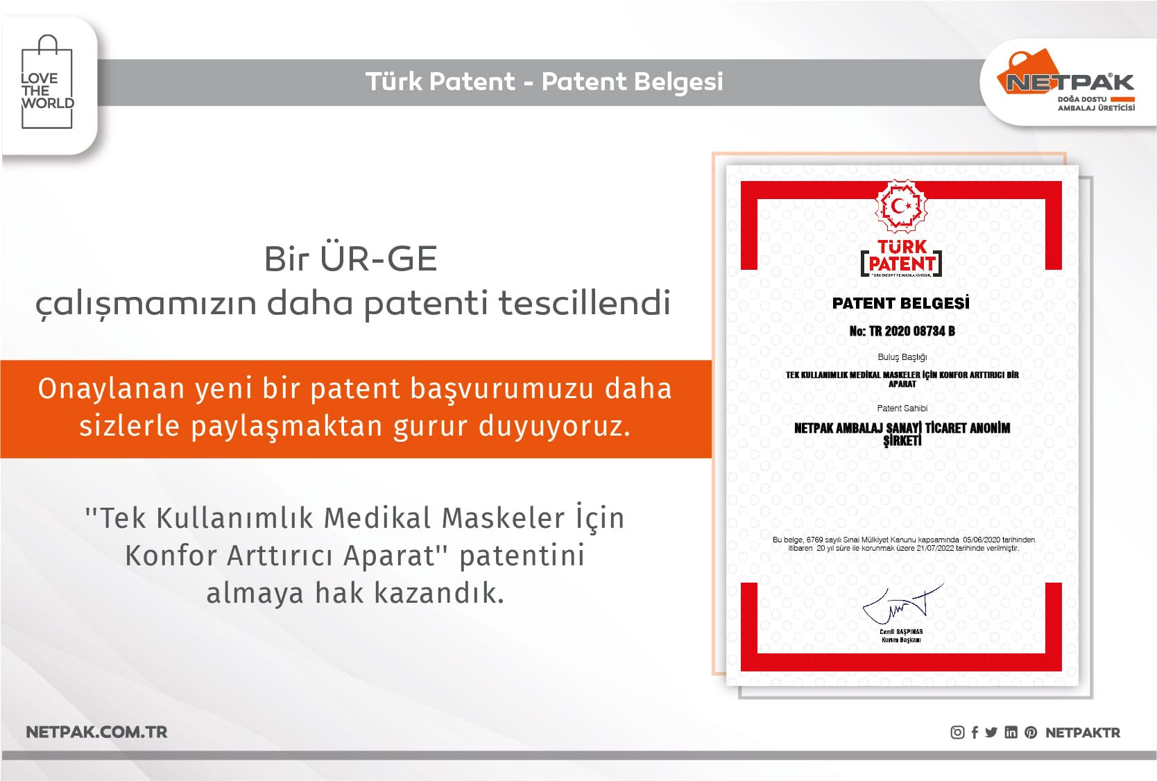 Bir ÜR-GE Çalışmamızın Daha Patenti Tescillendi...