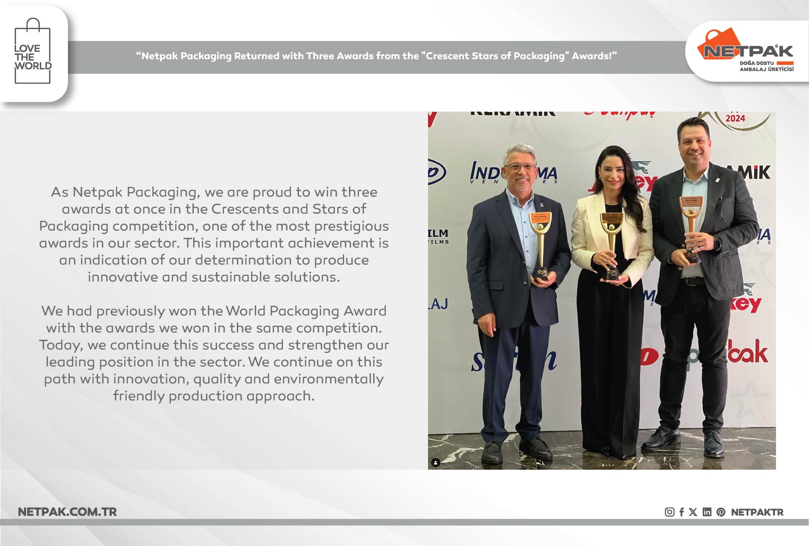 Netpak Packaging Returned with Three Awards from the "Crescent Stars of Packaging" Awards!