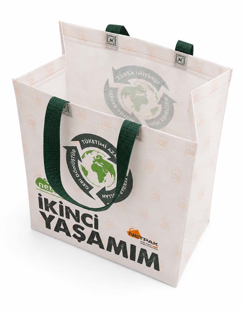 Neteco bez çantanın perspektif görünümü ve ağız kısmı