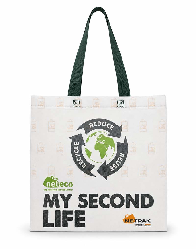 Neteco reusable bag front view and printed surface detail