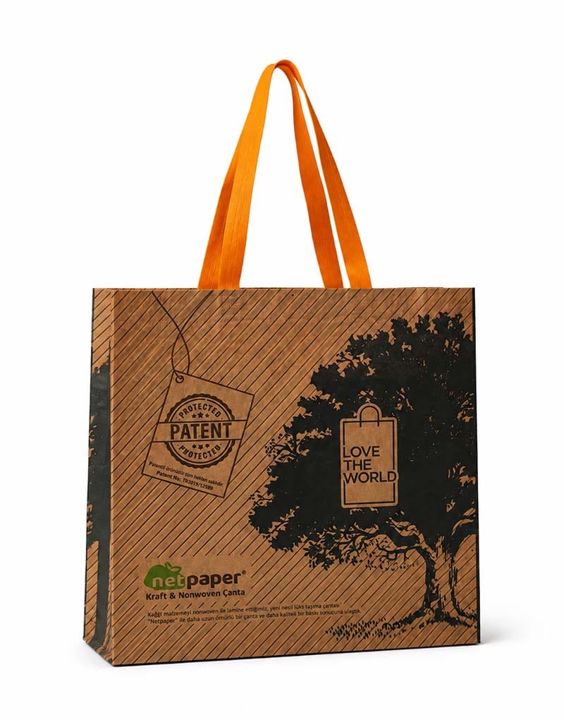 Netpaper nonwoven kraft çantanın ön görünümü Netpaper nonwoven kraft çantanın ön görünümü