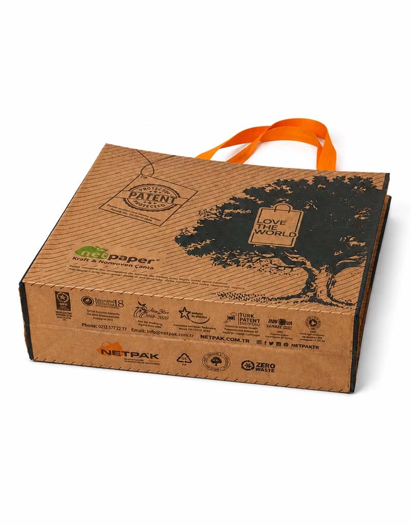 Netpaper nonwoven kraft çantanın taban ve alt körük detayı